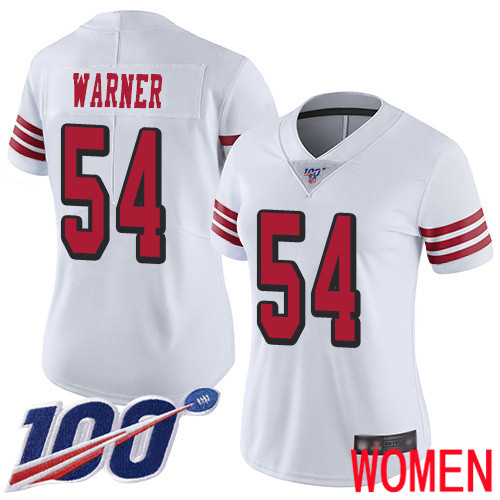 San Francisco 49ers Limited White Women #54 Fred Warner Jersey NFL #54 100th Season Rush Vapor->women nfl jersey->Women Jersey
